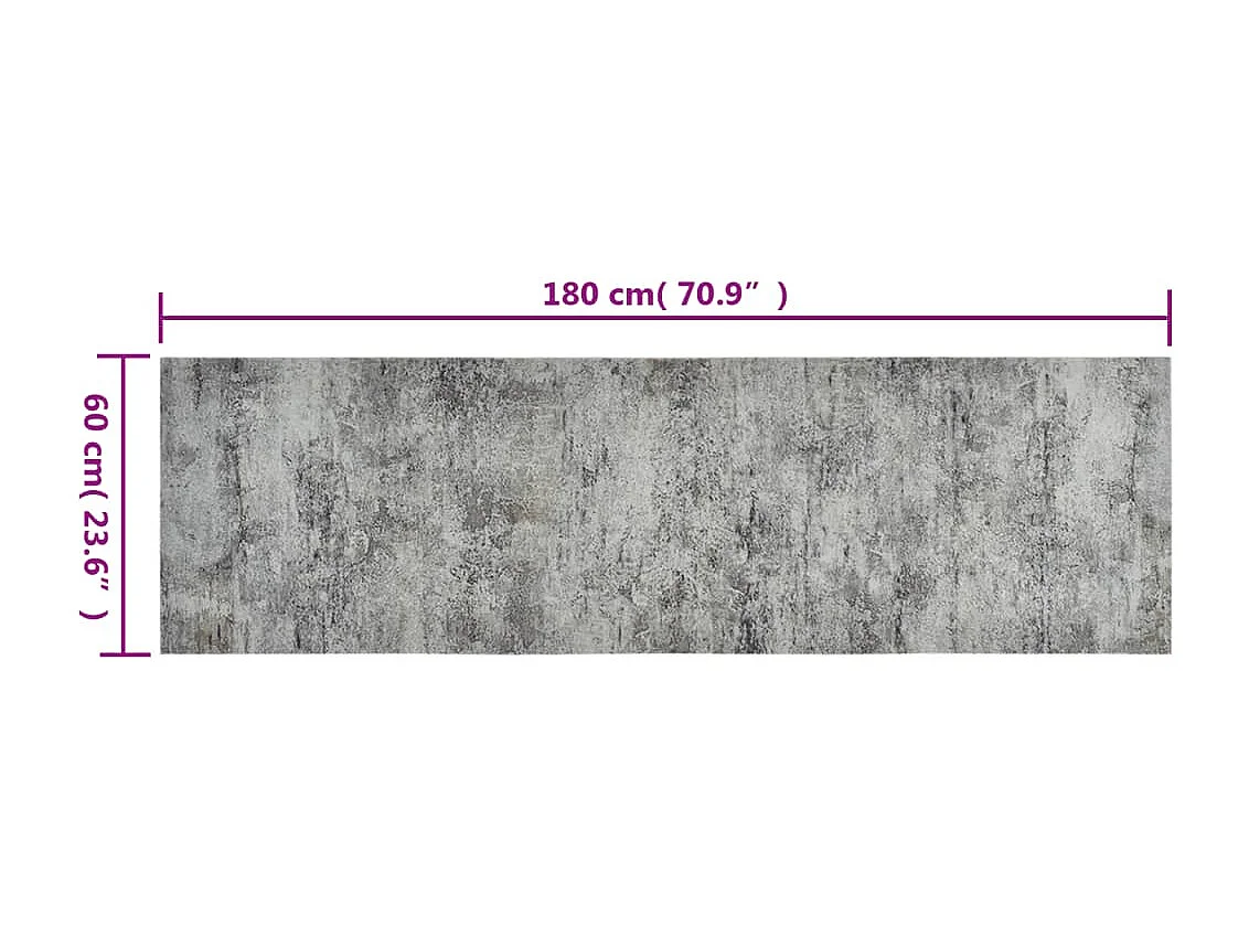 Tapis de cuisine lavable impression béton 60x180 cm velours