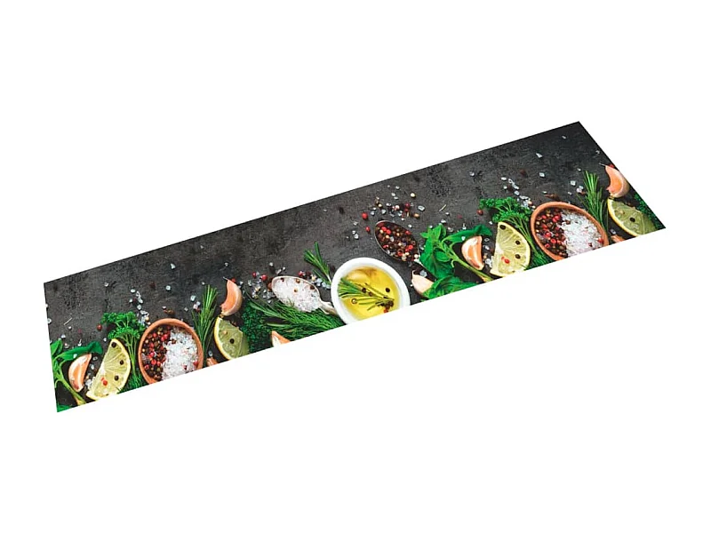 Tapis de cuisine lavable impression d'épices 60x300 cm velours
