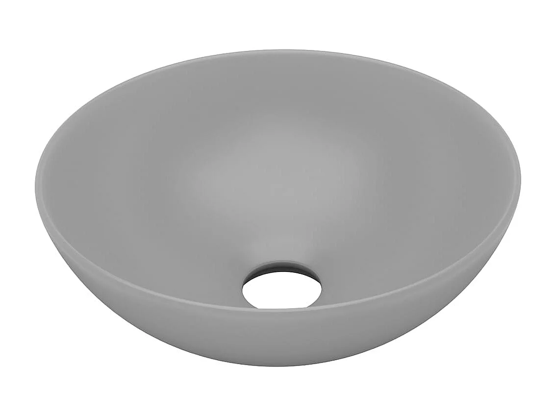 Lavabo de baño cerámico gris claro redondo