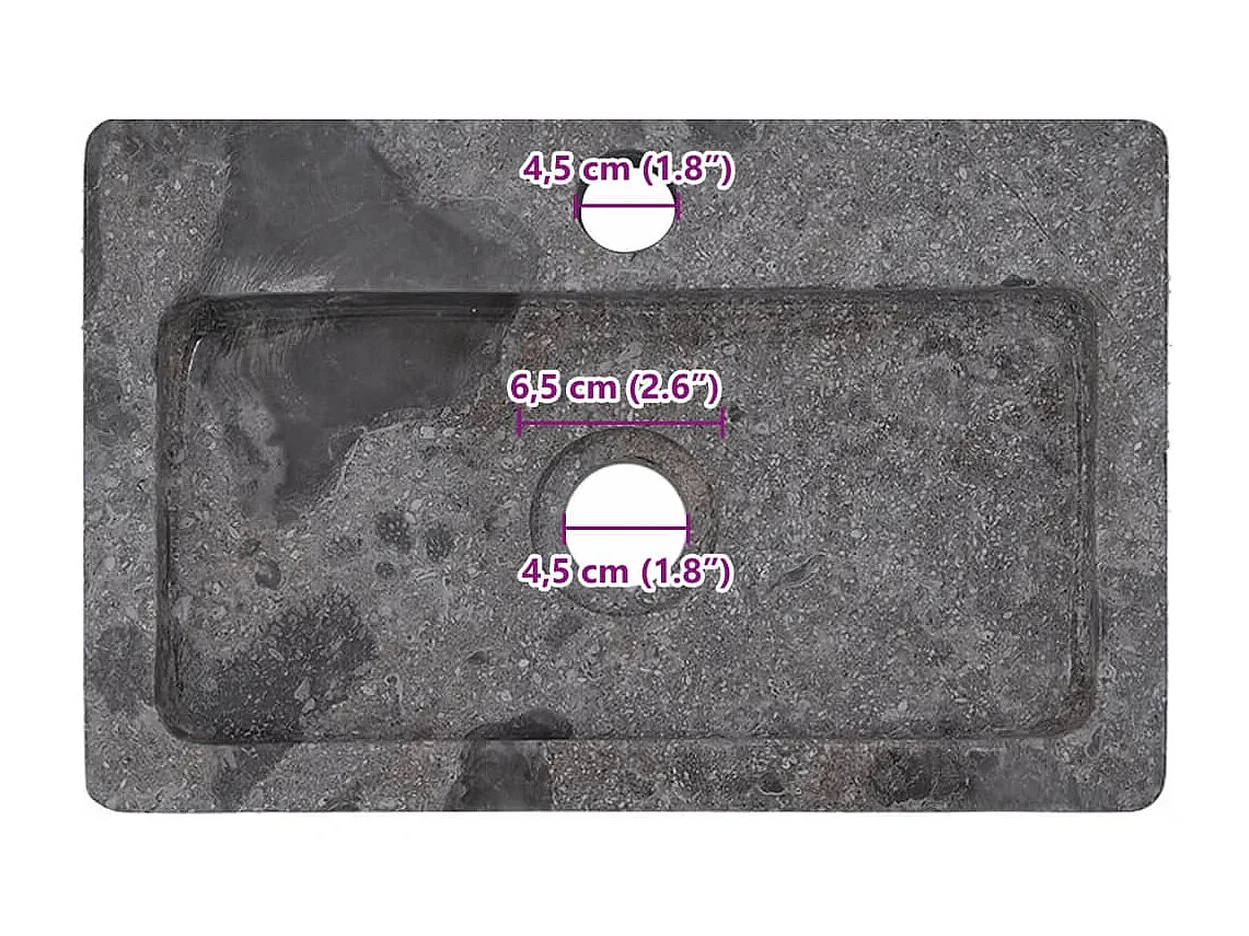 Lavabo de pared gris mármol 38x24x6,5 cm