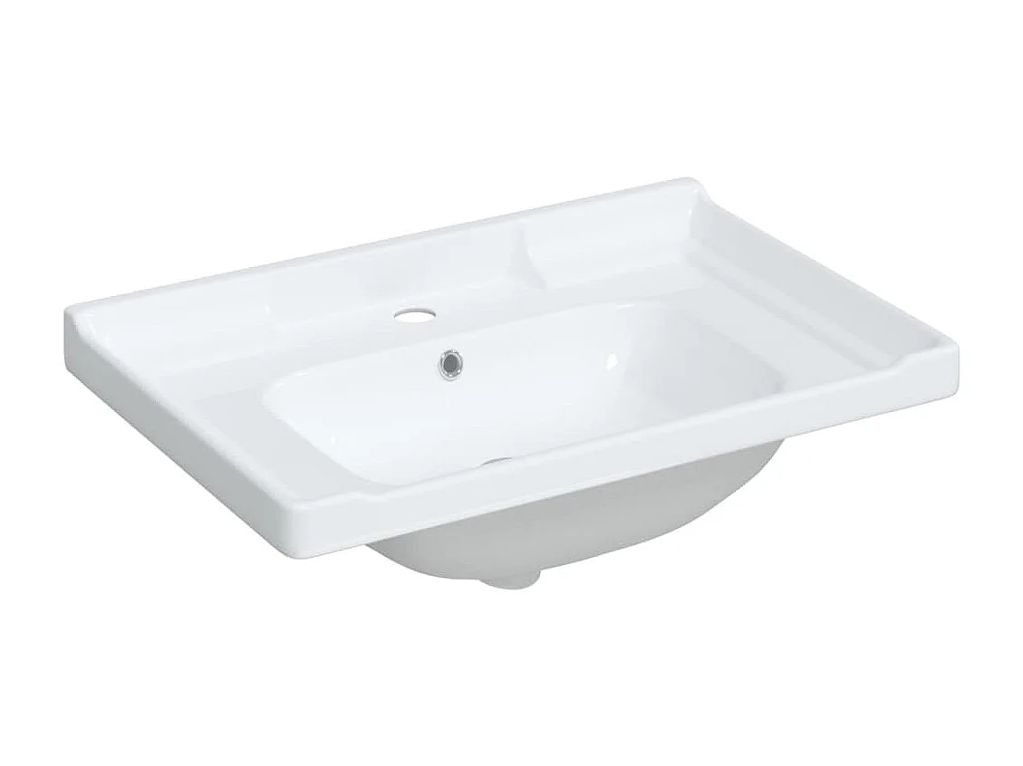 Évier de salle de bain blanc 71x48x23cm rectangulaire céramique