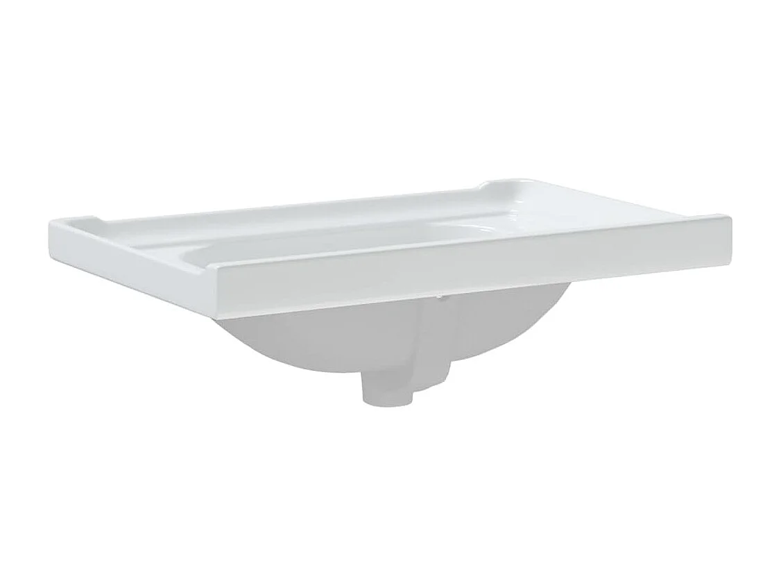 Évier de salle de bain blanc 71x48x23cm rectangulaire céramique