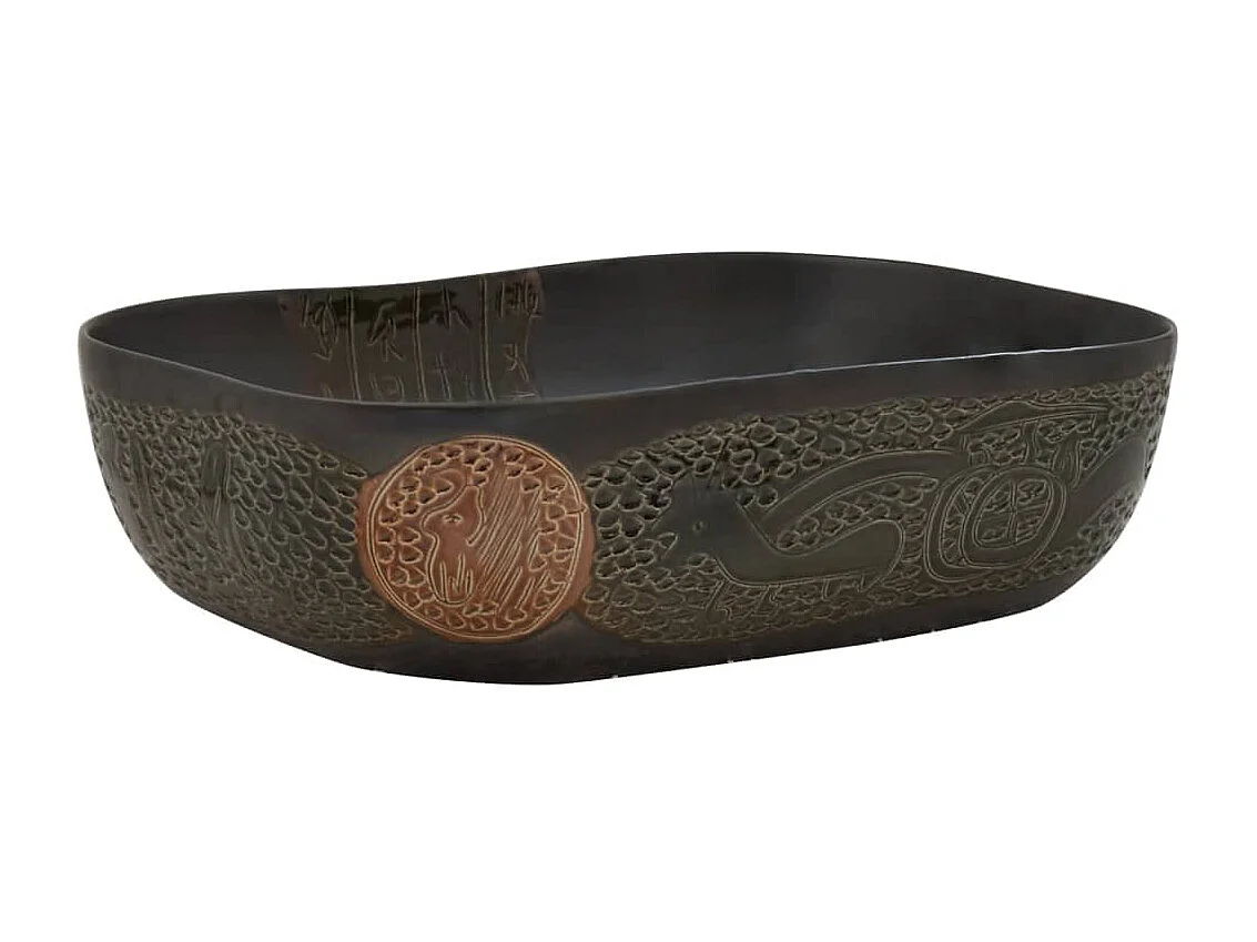 Vasque à poser noir rectangulaire 48x37,5x13,5 cm céramique