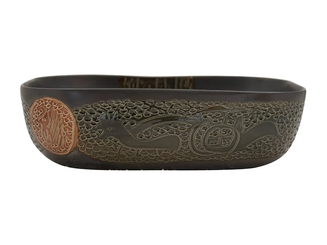 Vasque à poser noir rectangulaire 48x37,5x13,5 cm céramique