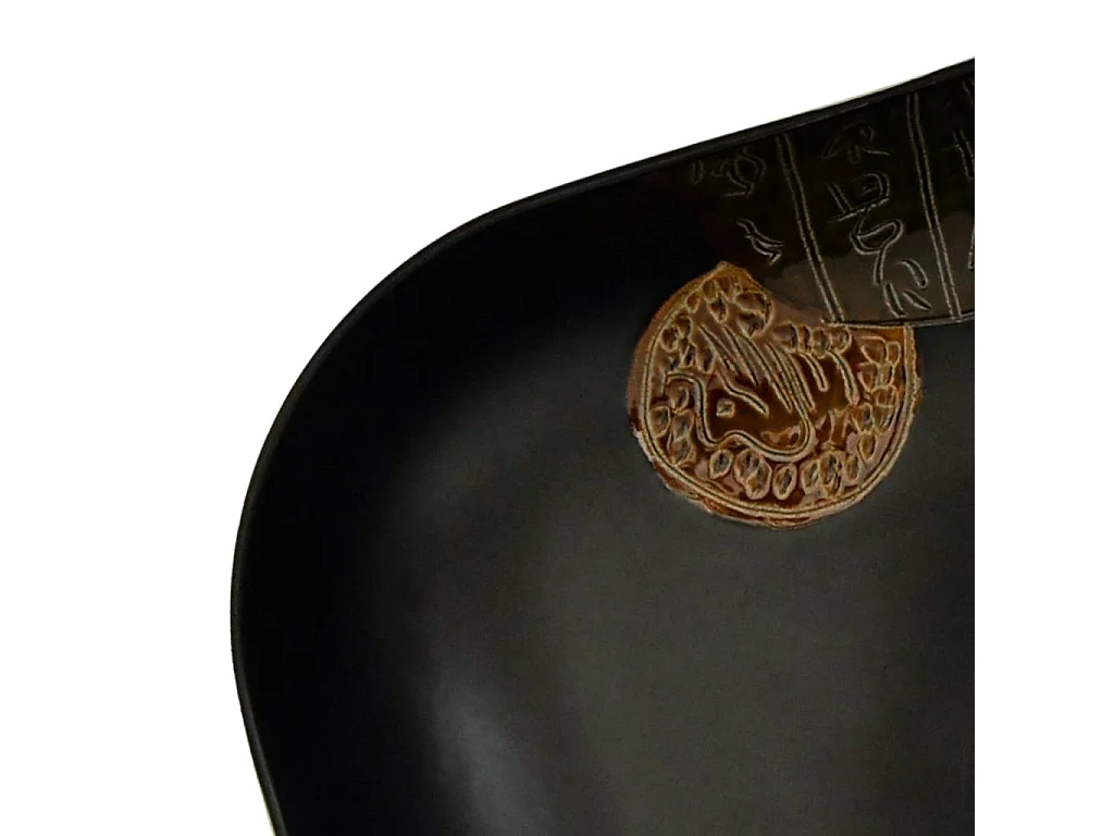 Fregadero sobre encimera rectangular negro 48x37,5x13,5 cm cerámico