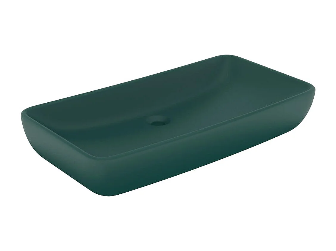 Lavabo de luxe rectangulaire Vert foncé mat 71x38 cm Céramique