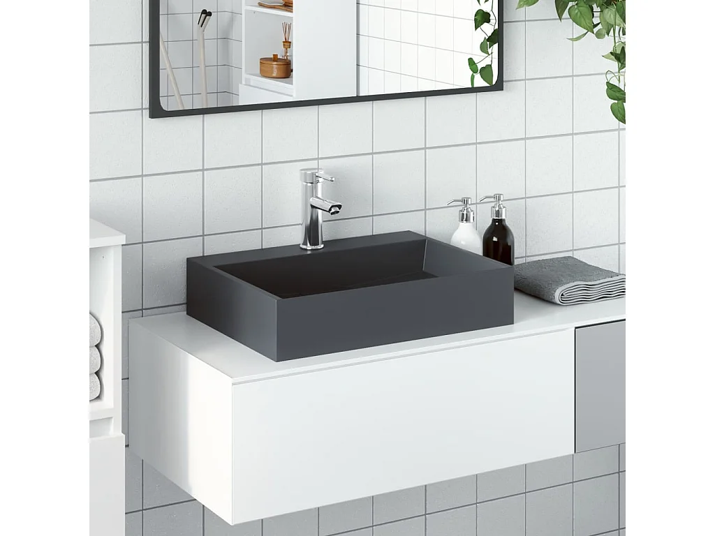 Lavatório 50x38x11 cm fundido mineral/mármore antracite