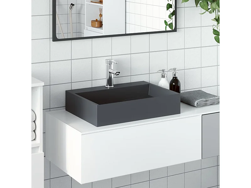 Lavatório 50x38x11 cm fundido mineral/mármore antracite