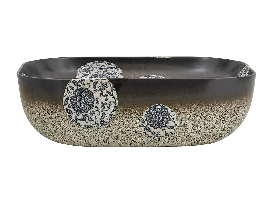 Lavabo da appoggio rettangolare in ceramica multicolore