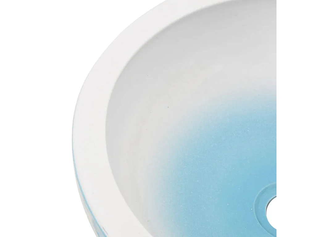 Lavabo da appoggio bianco e blu rotondo Φ41x14 cm in ceramica
