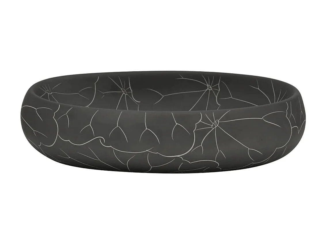 Vasque à poser noir ovale 59x40x15 cm céramique