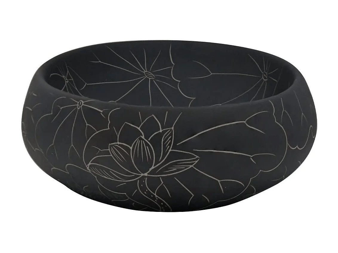 Vasque à poser noir ovale 59x40x15 cm céramique