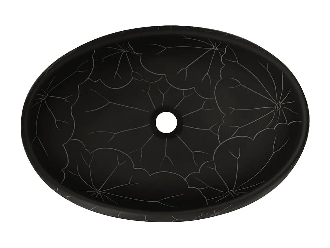 Vasque à poser noir ovale 59x40x15 cm céramique