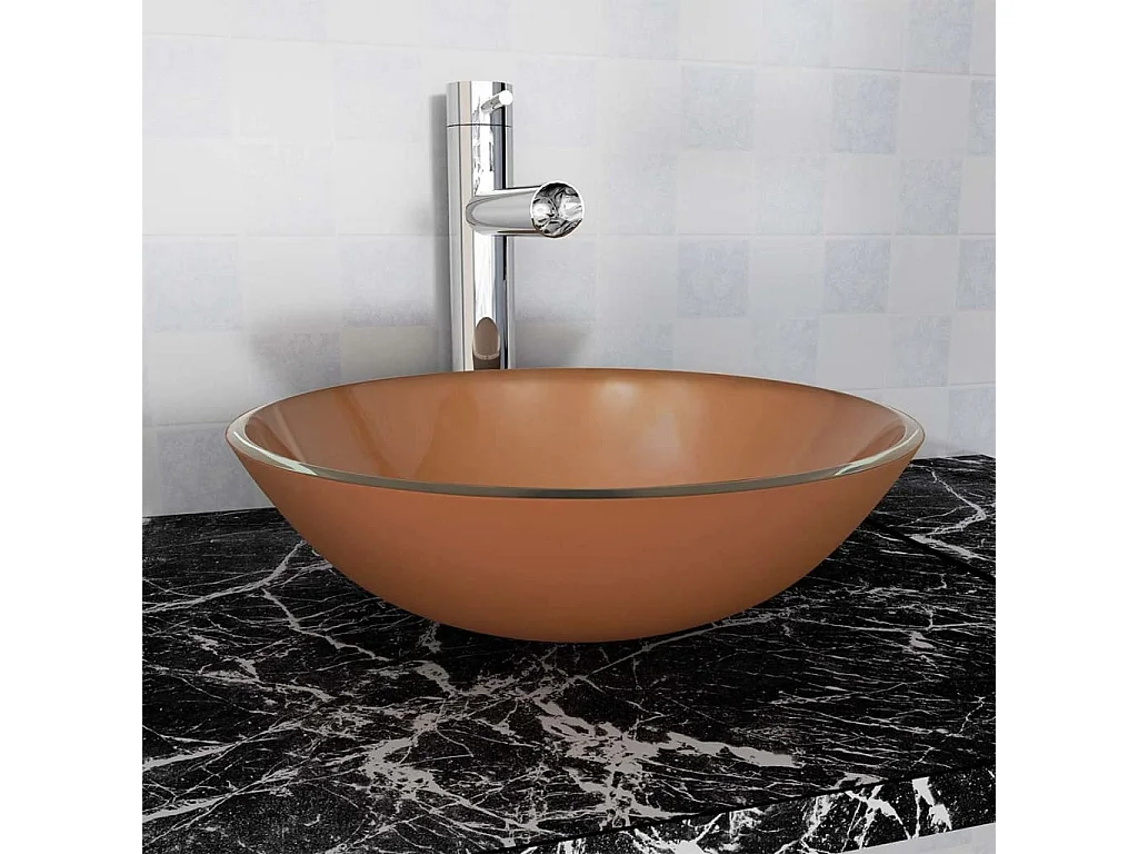 Lavabo Verre trempé 42 cm Marron