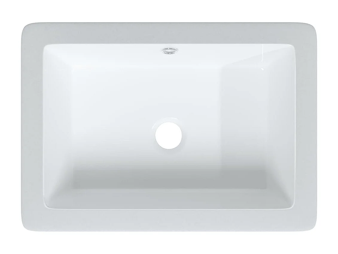 Pia de banheiro branca 46,5x35x18 cm cerâmica retangular