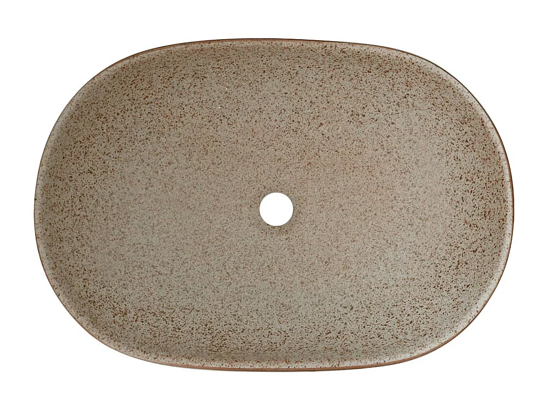 Lavabo da appoggio ovale sabbia e marrone 59x40x14 cm in ceramica