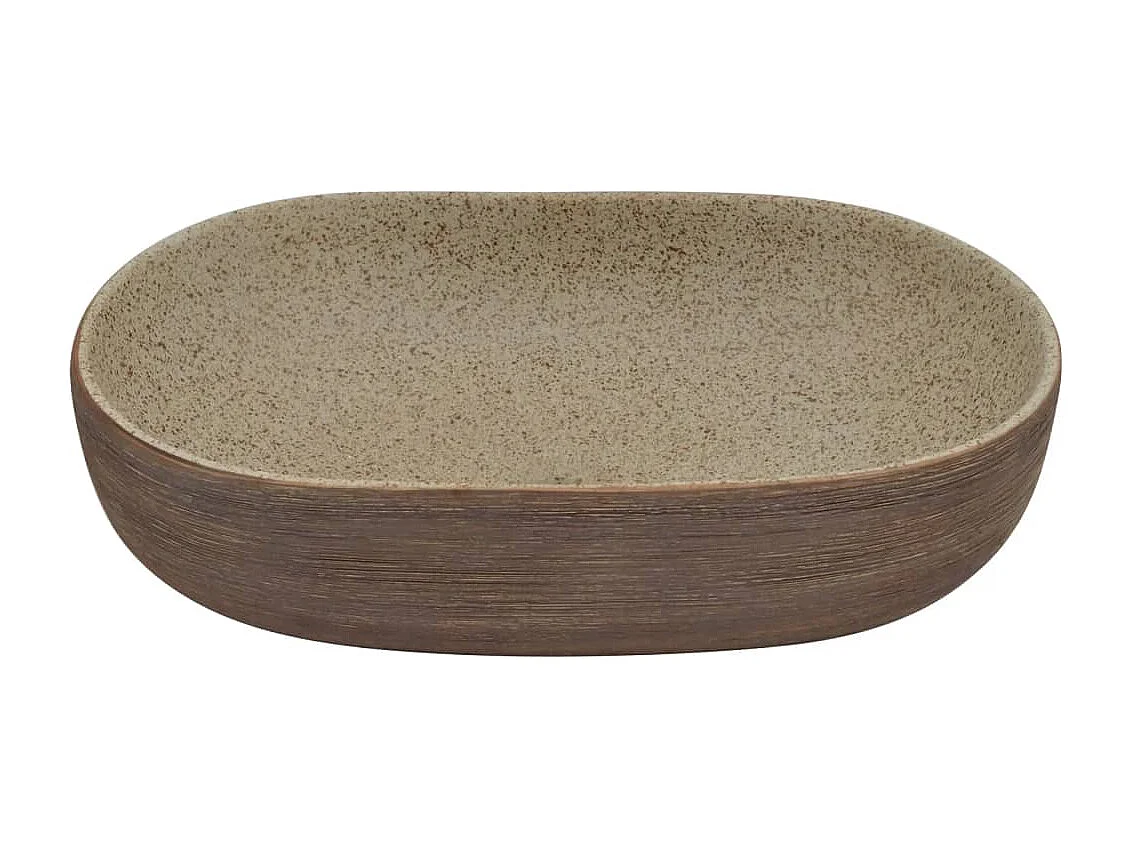 Vasque à poser sable et marron ovale 59x40x14 cm céramique