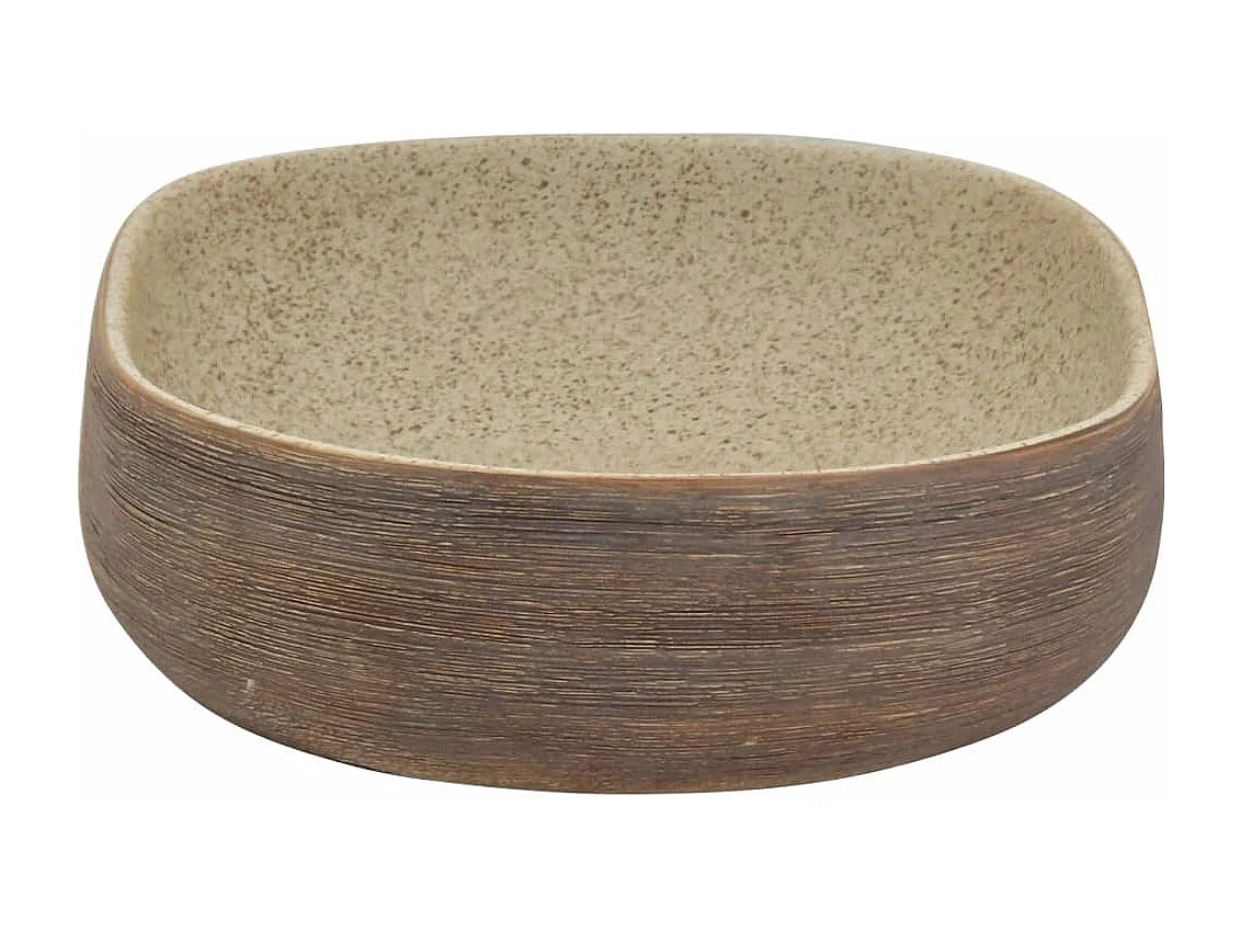 Vasque à poser sable et marron ovale 59x40x14 cm céramique