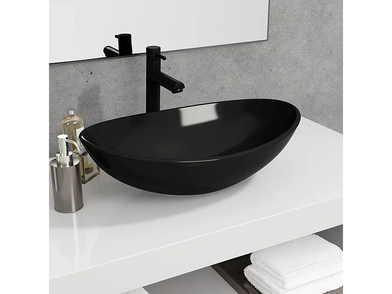 Lavabo in Vetro Temperato 54,5x35x15,5 cm Nero