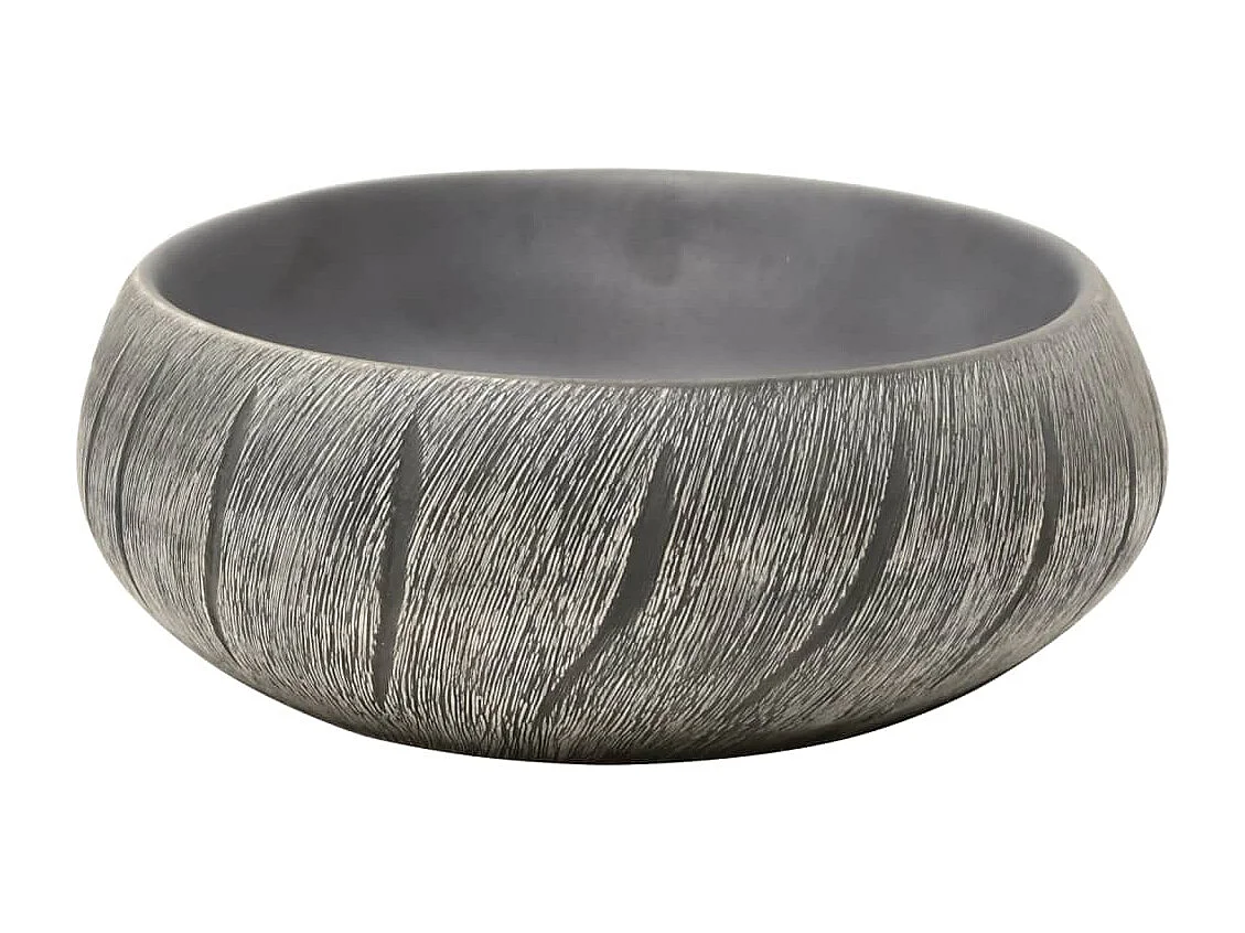 Lavatório de bancada oval preto e cinza 59x40x15 cm cerâmica