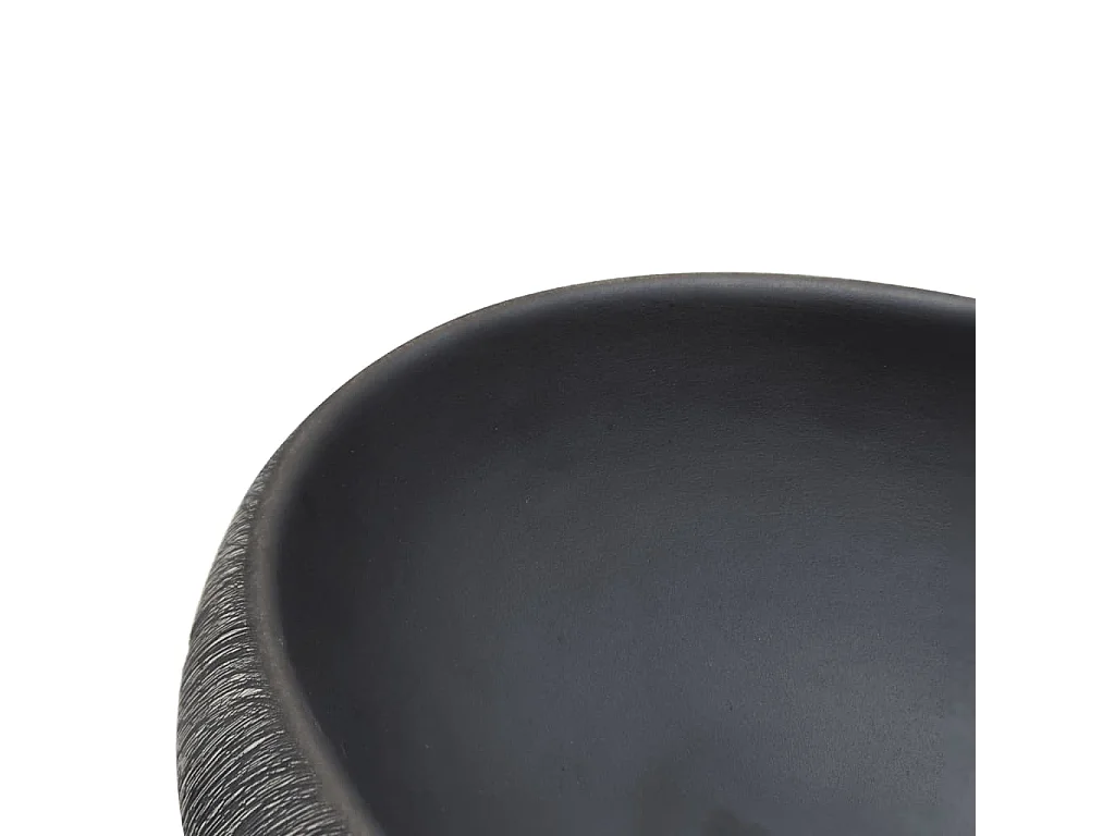 Lavatório de bancada oval preto e cinza 59x40x15 cm cerâmica