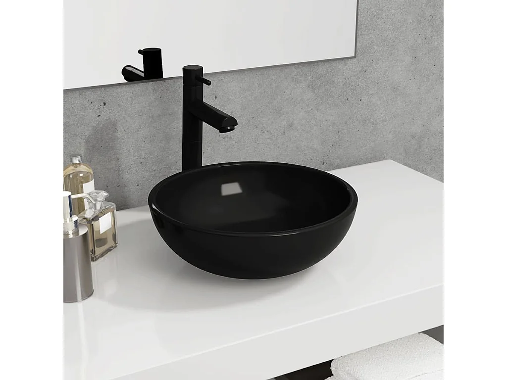 Lavabo Cristal Templado 35x12 cm Negro