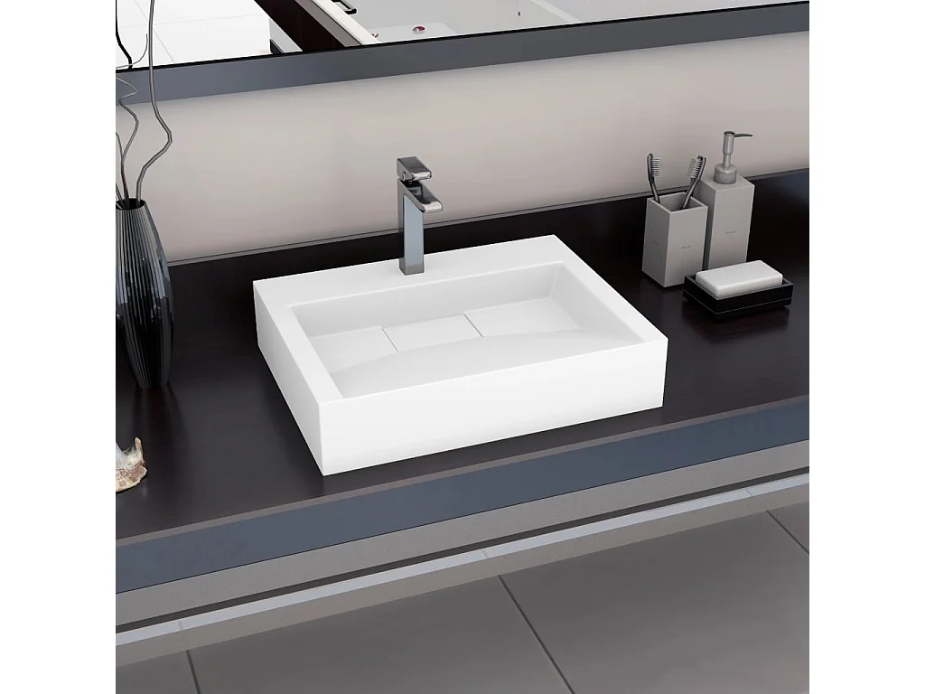 Waschbecken 60x38x11 cm Mineralguss/weißer Marmor