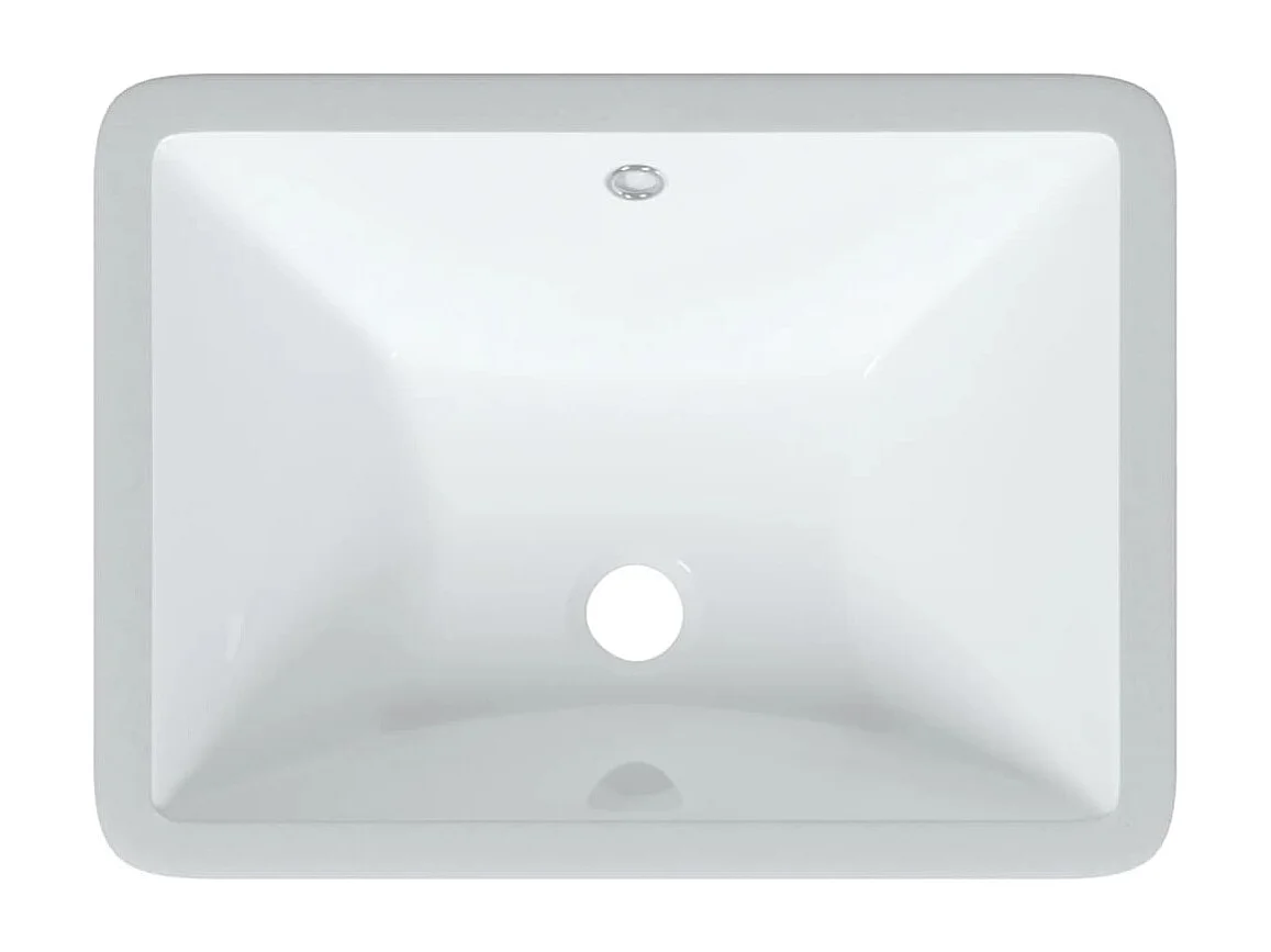 Weißes rechteckiges Waschbecken aus Keramik