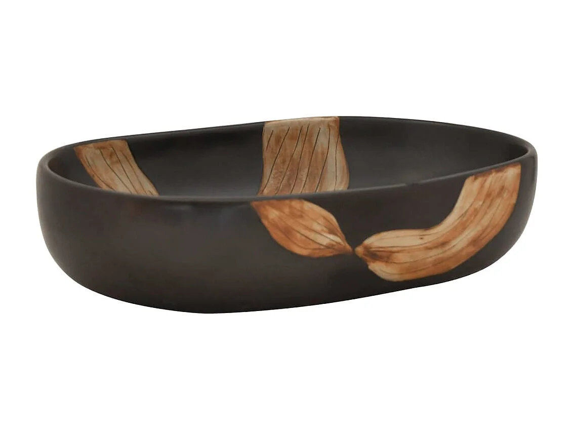 Lavabo da appoggio ovale nero 59x40x14 cm in ceramica