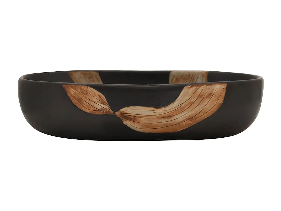 Lavabo da appoggio ovale nero 59x40x14 cm in ceramica