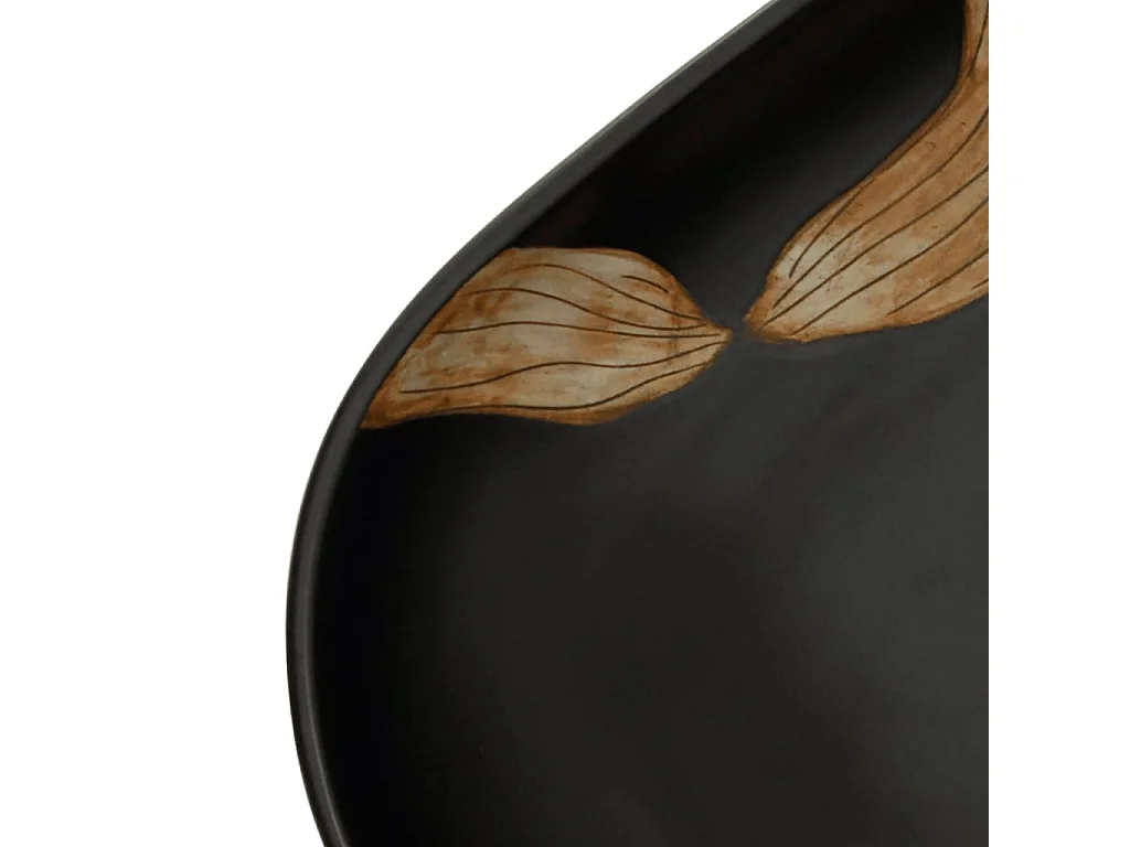 Lavabo da appoggio ovale nero 59x40x14 cm in ceramica