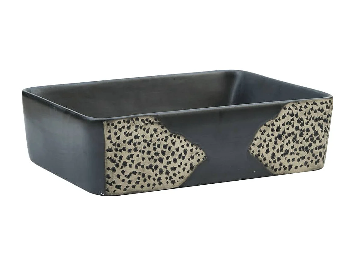 Vasque à poser noir rectangulaire 46x35,5x13 cm céramique