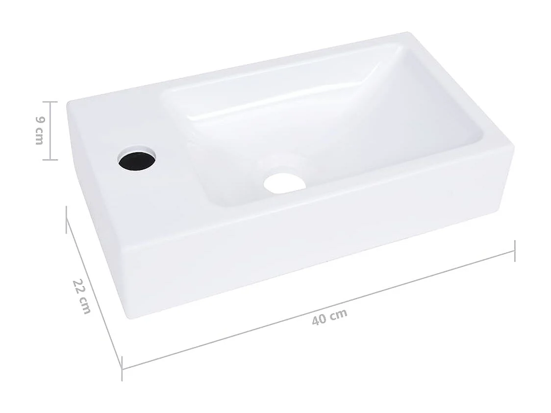 Lavabo 400x220x90 mm SMC Blanc