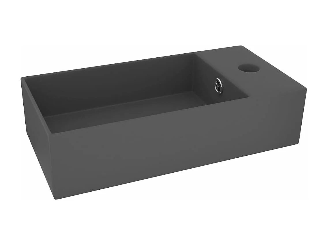 Lavabo de salle de bain avec trop-plein Céramique Gris foncé