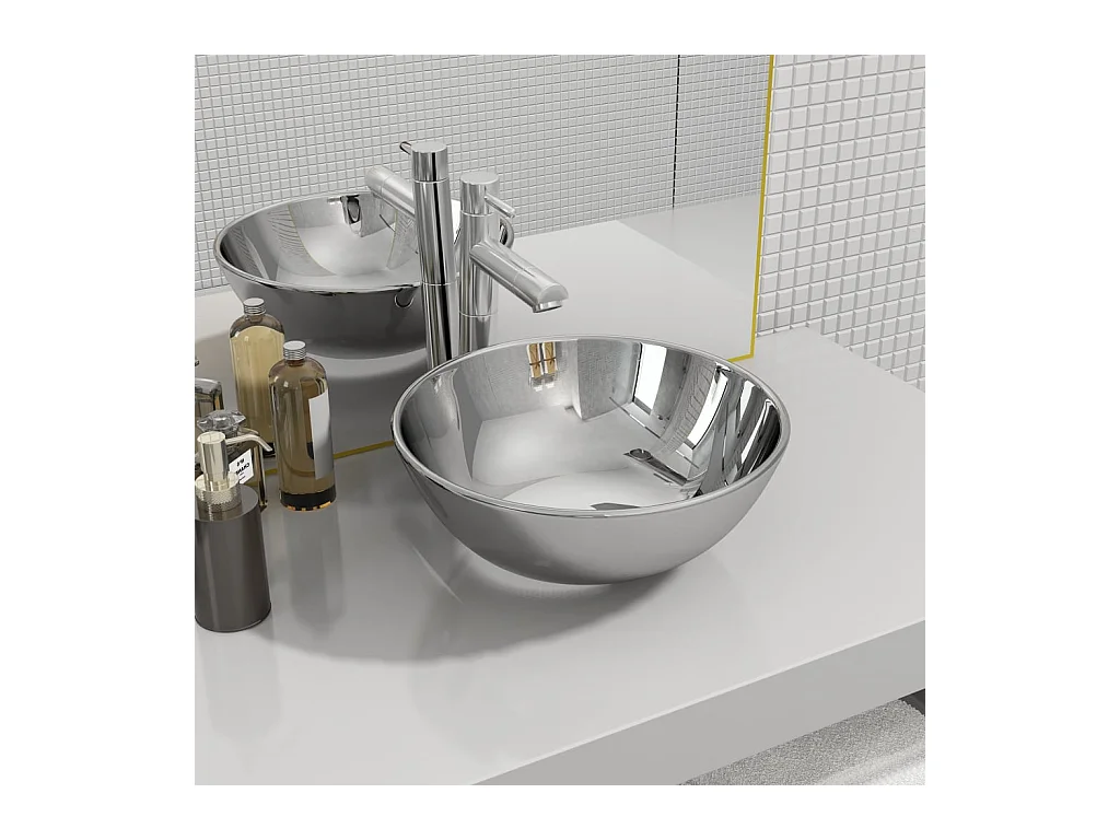 Lavabo 28 x 10 cm Céramique Argenté