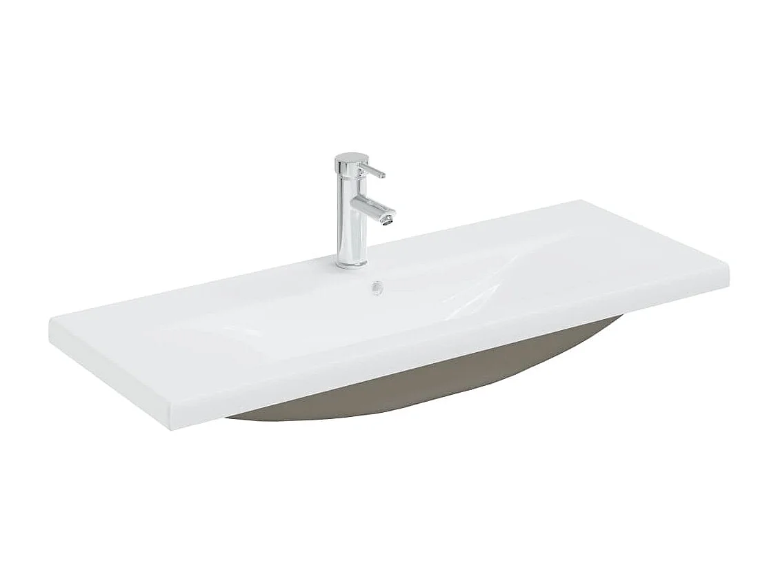 Lavabo encastré avec robinet 101x39x18 cm Céramique Blanc