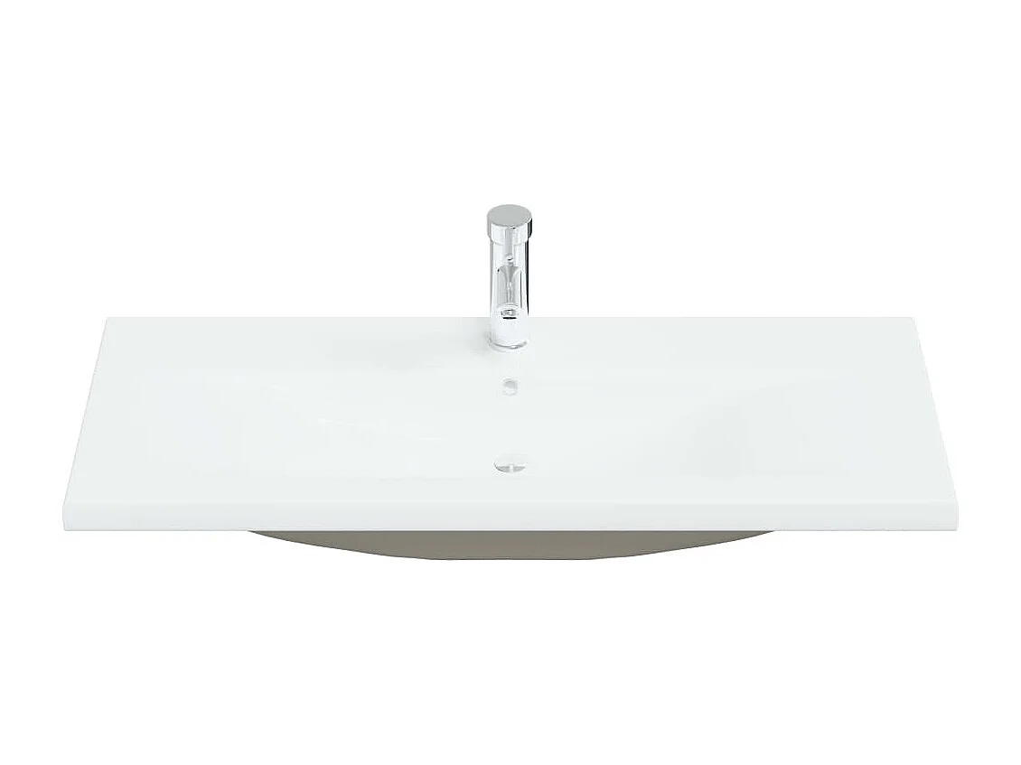 Lavabo encastré avec robinet 101x39x18 cm Céramique Blanc