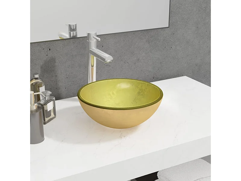 Lavabo in Vetro Temperato 30x12 cm Oro