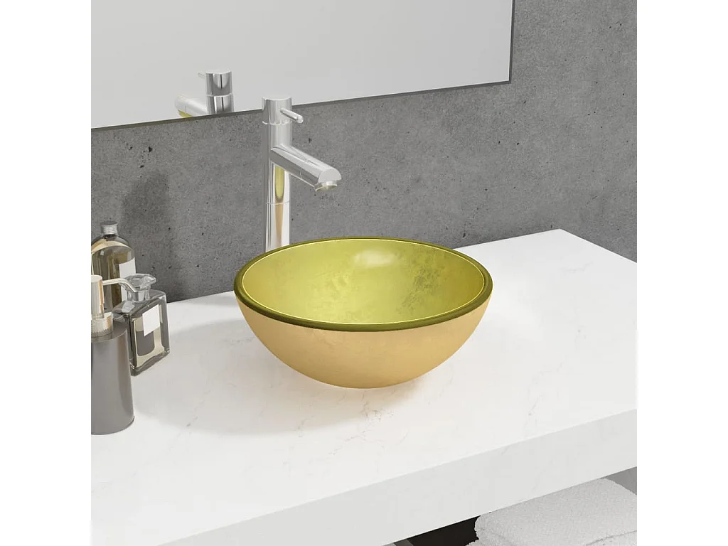 Lavabo in Vetro Temperato 30x12 cm Oro