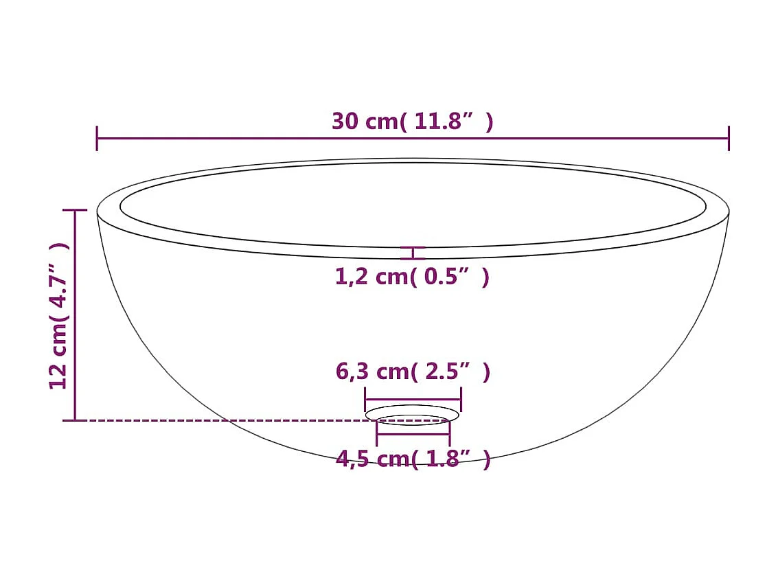 Lavabo in Vetro Temperato 30x12 cm Oro