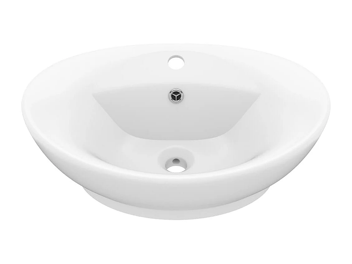 Lavabo ovale de luxe à trop-plein Blanc mat 58,5x39cm Céramique