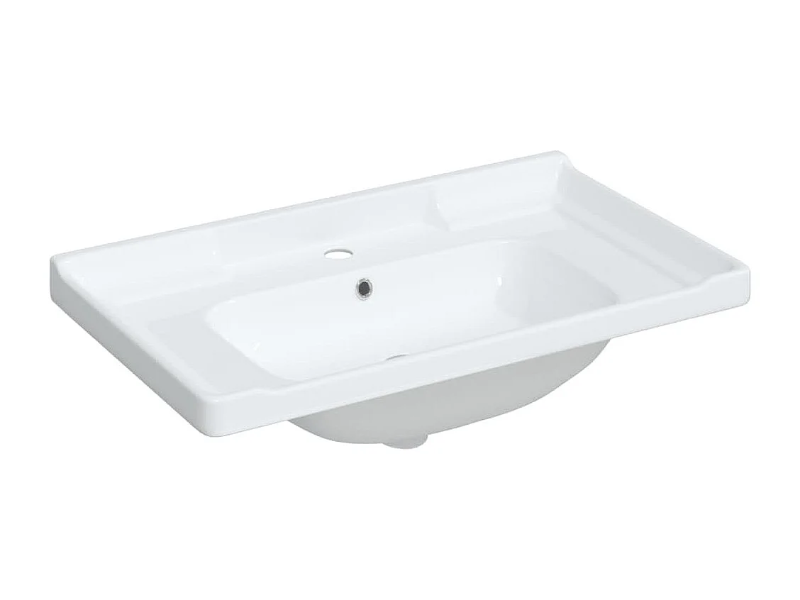 Évier de salle de bain blanc rectangulaire céramique