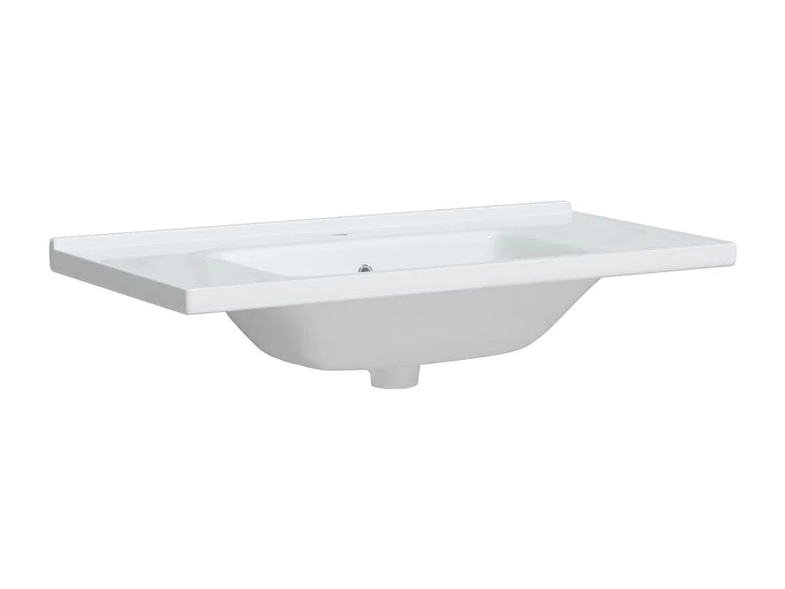 Évier de salle de bain blanc rectangulaire céramique