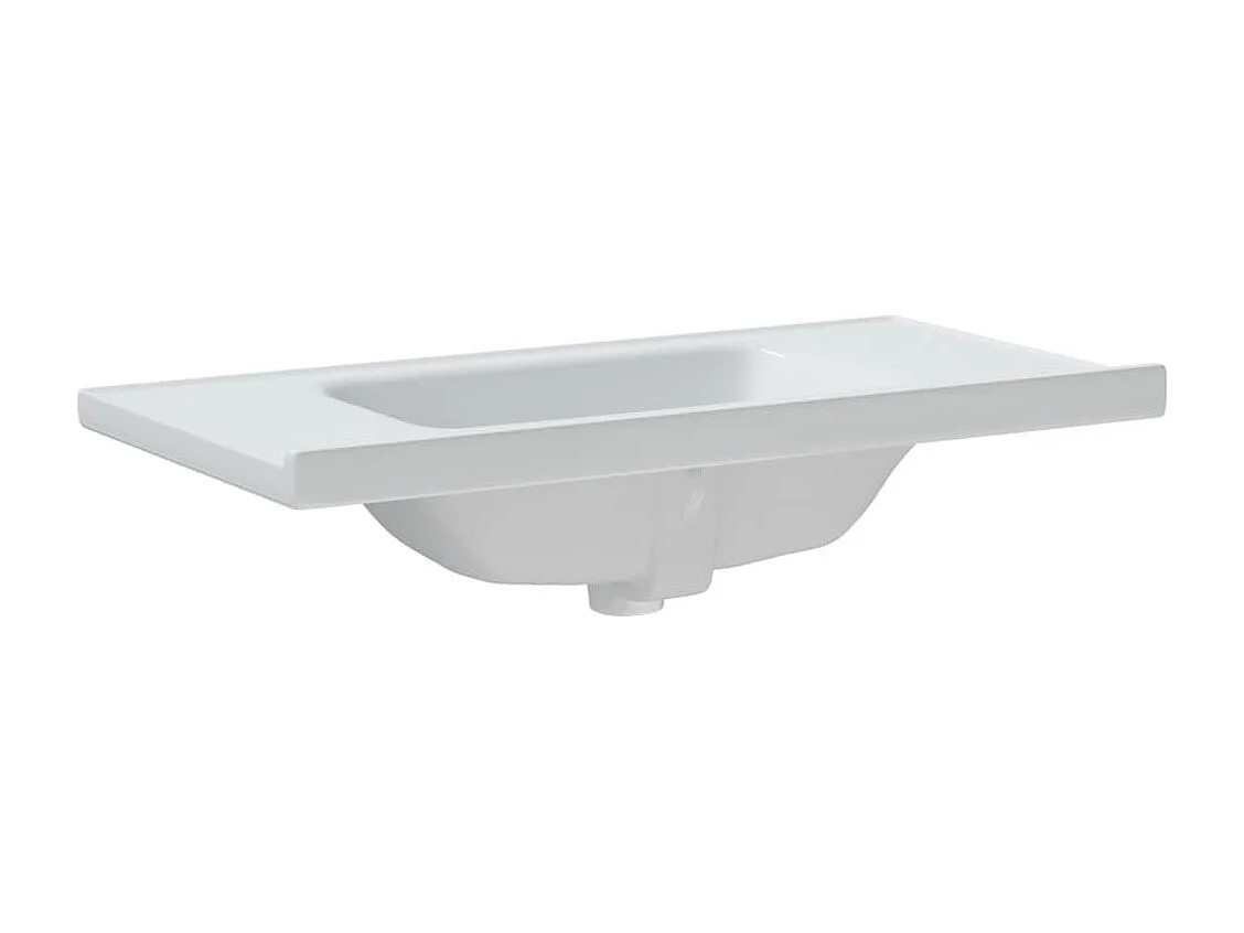 Évier de salle de bain blanc rectangulaire céramique