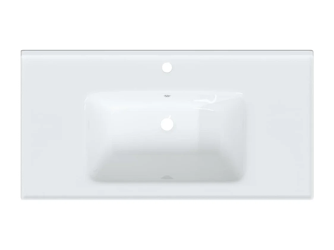 Évier de salle de bain blanc rectangulaire céramique