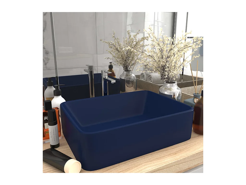 Lavabo de luxe Bleu foncé mat 41x30x12 cm Céramique