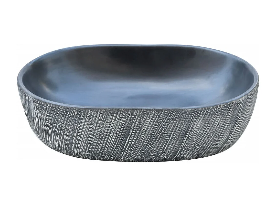 Vasque à poser noir et gris ovale 47x33x13 cm céramique