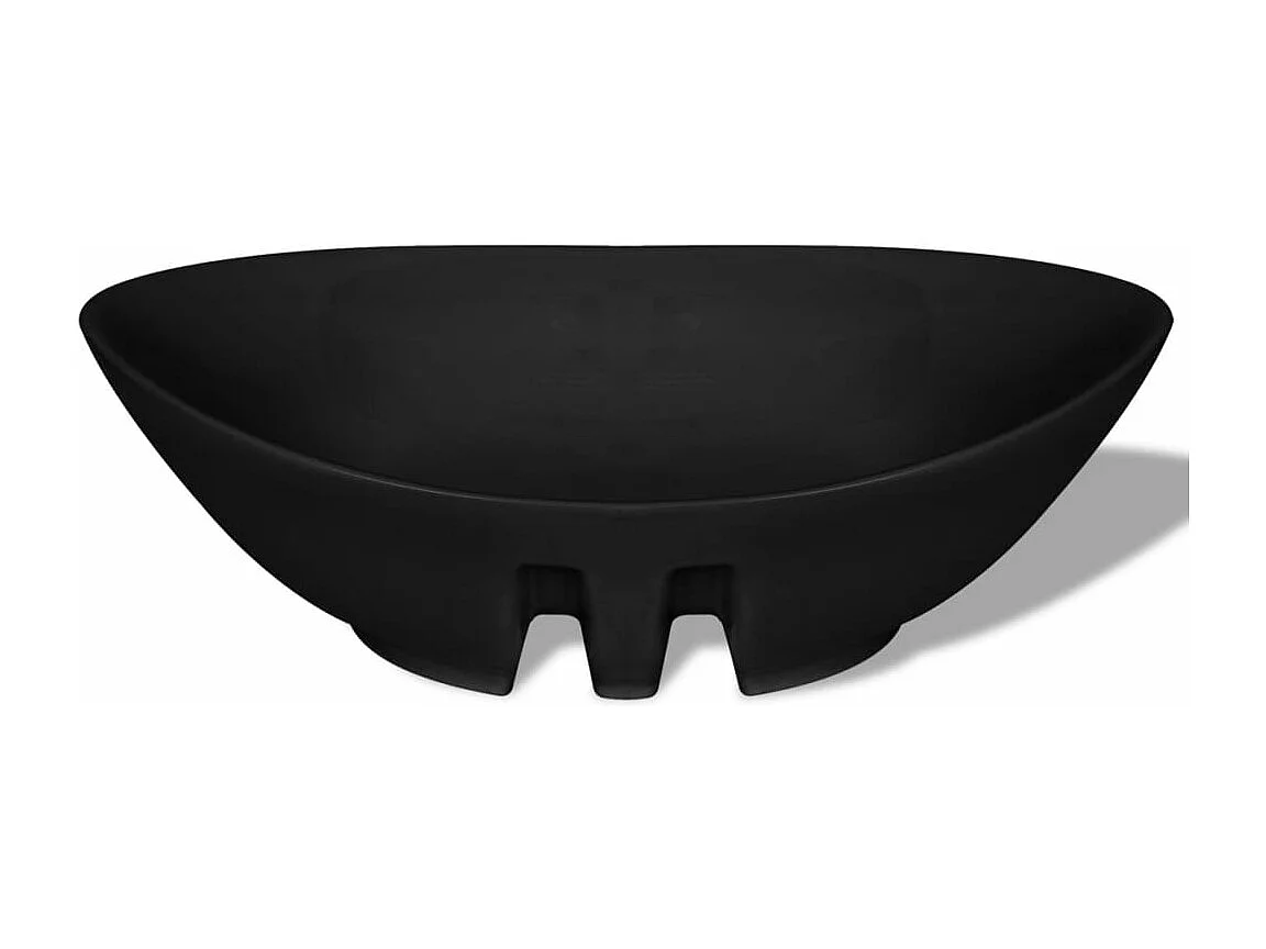 Ovales schwarzes Keramikwaschbecken mit Überlauf 59 x 38,5 cm
