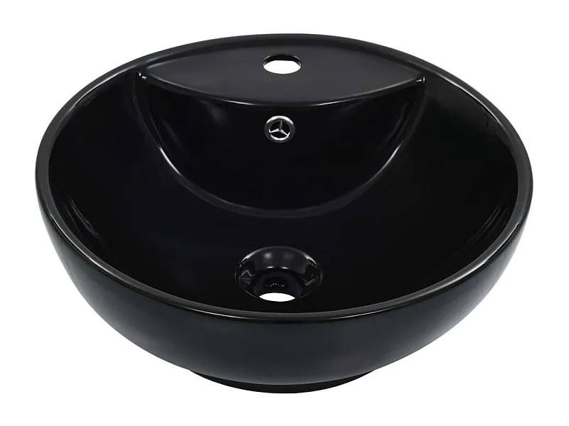 Lavabo con troppopieno 46,5 x 18 cm Ceramica Nera