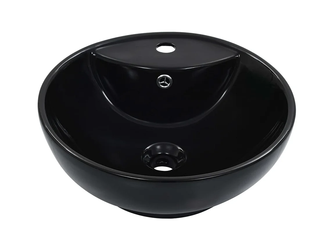 Lavabo con troppopieno 46,5 x 18 cm Ceramica Nera